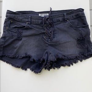 Billabong black denim lace up jean shorts size 29